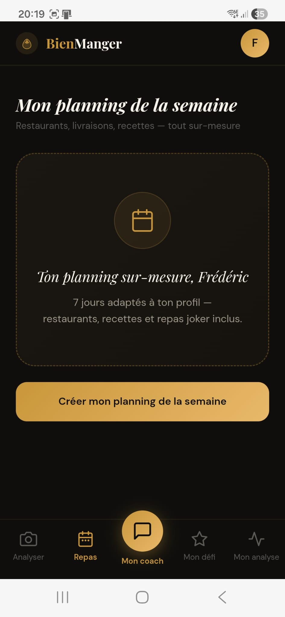 Planning repas sur-mesure — BienManger